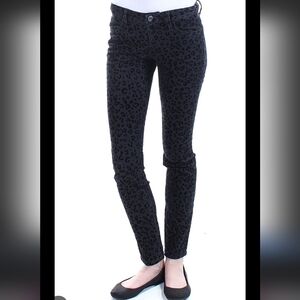 Rachel Roy Black Leopard Textured Print Skinny Jeans